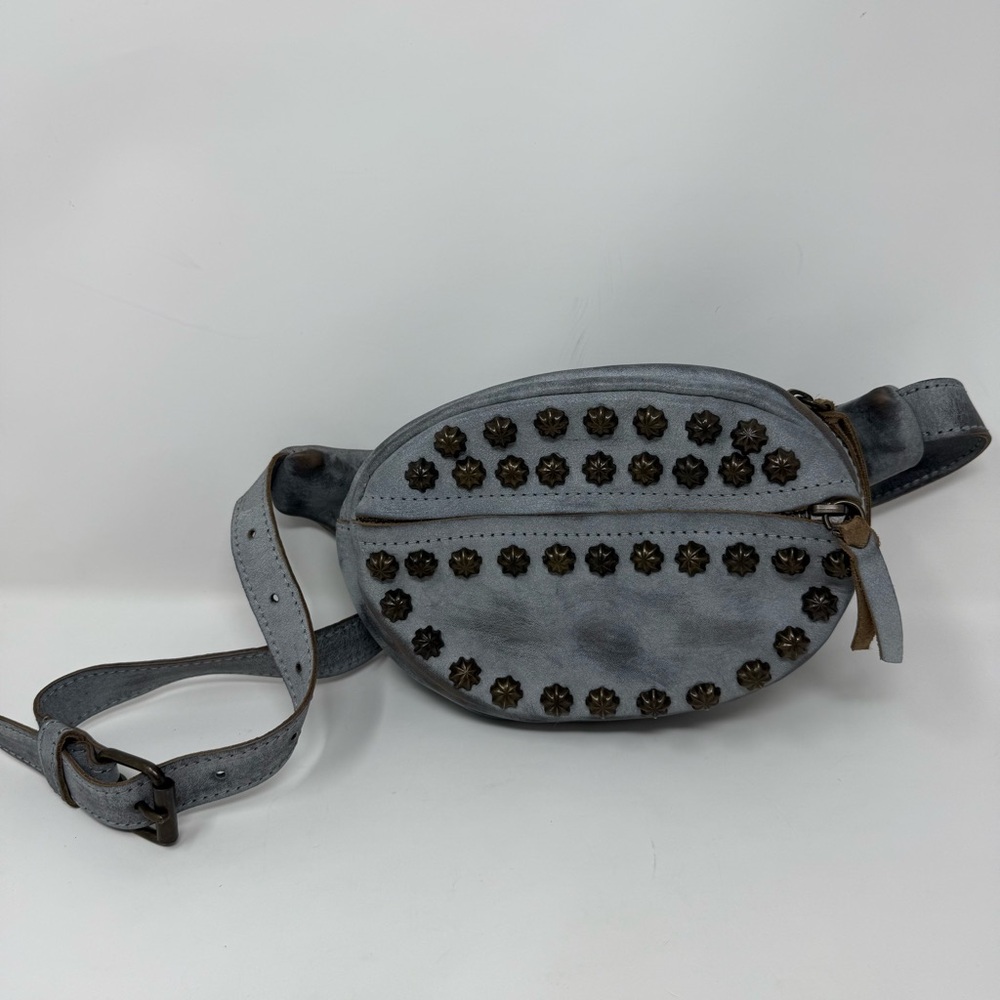 FREEBIRD Apollo Belt Bag Ice Grey Studded Leather Waist Pack